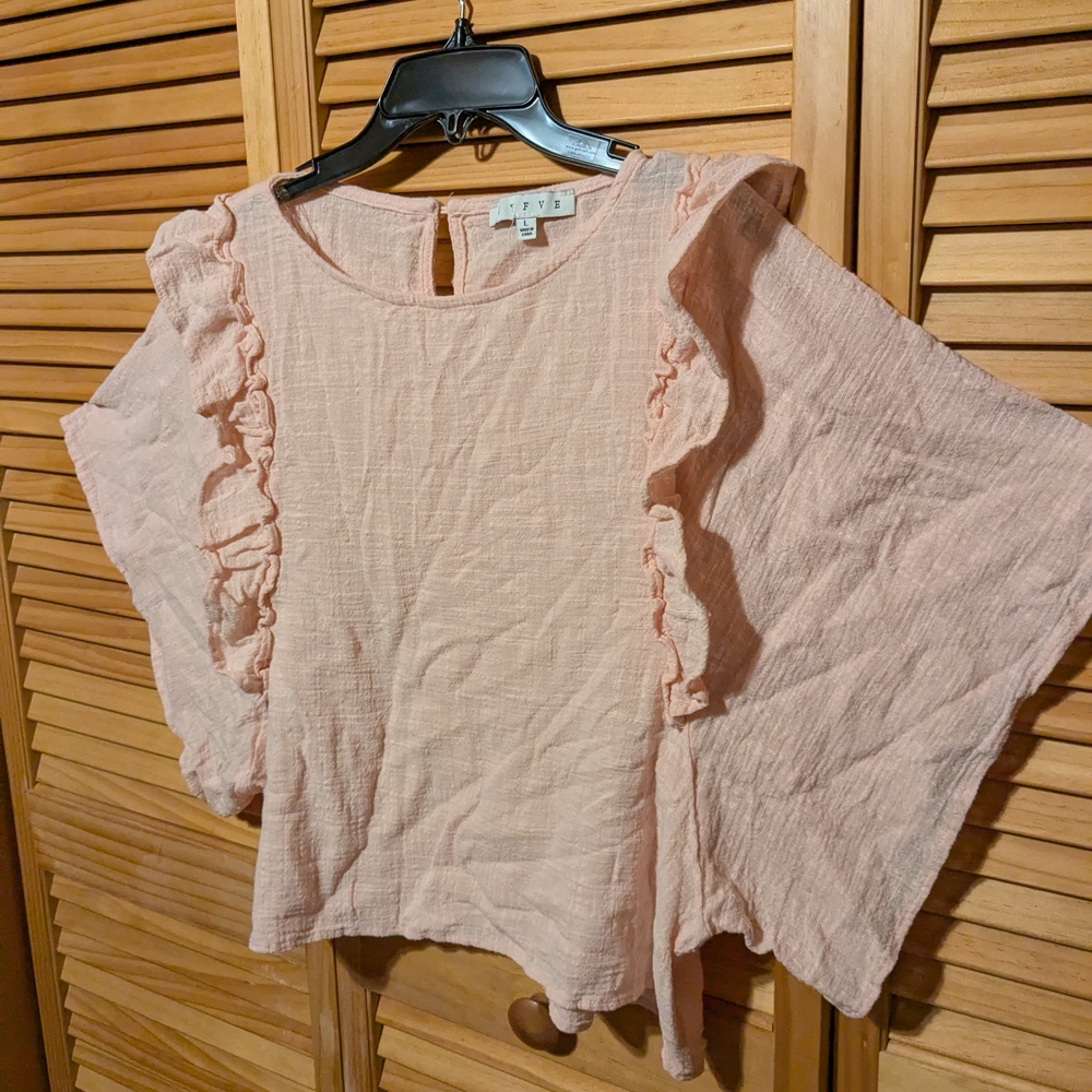HYFVE Pink Ruffled 3/4 Sleeve Blouse